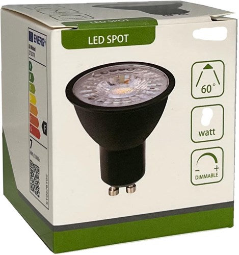 Enzo led spot gu10 230v 3-35w 60gr zwart 4000k dimbaar - led0632