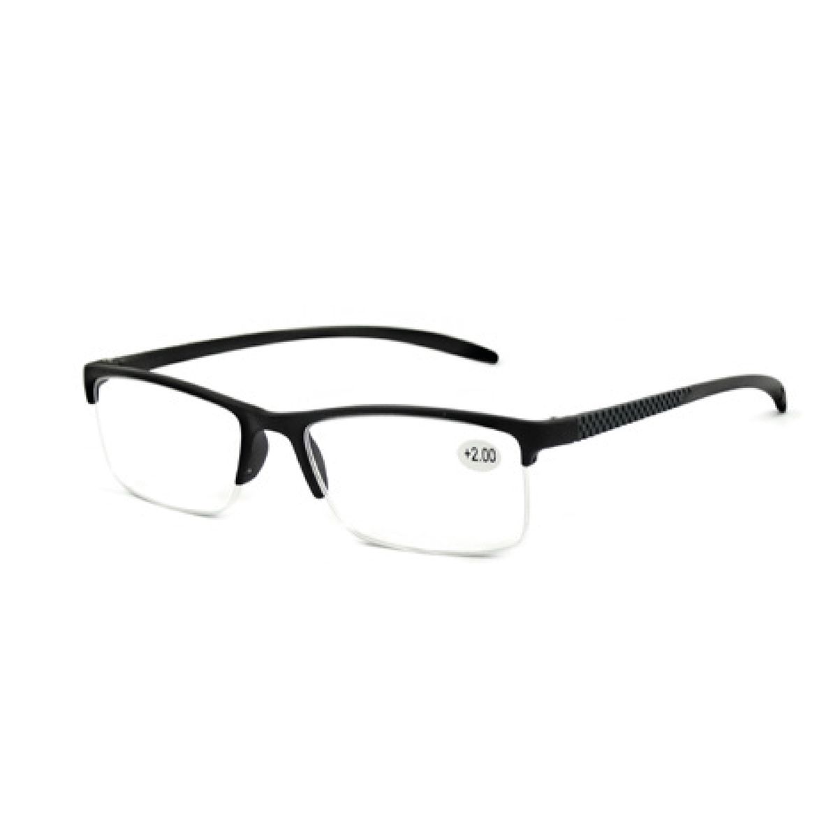 Spectrum leesbril zwart rechthoekig half randloos 3.50