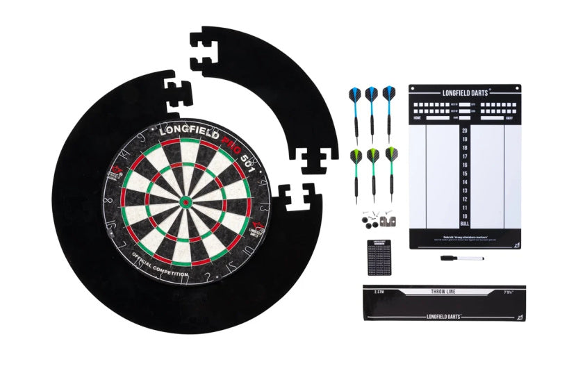 Longfield Darts Turnier-Dartset mit Montagehalterungen, 8-teilig