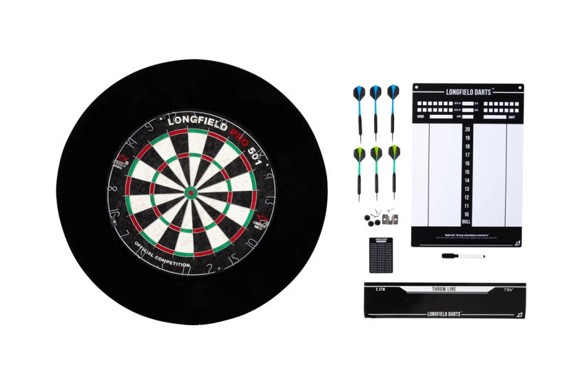 Longfield Darts Turnier-Dartset mit Montagehalterungen, 8-teilig
