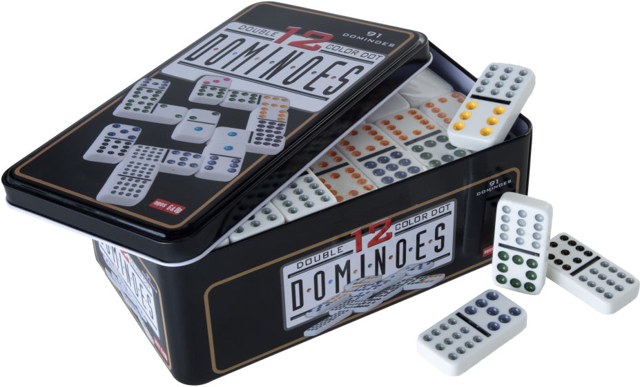 Longfield Games Dominospiel Doppel 12 in Dose 91 Steine