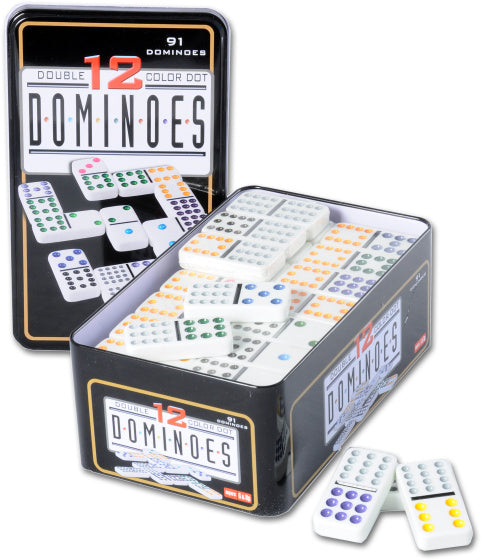 Longfield Games Dominospiel Doppel 12 in Dose 91 Steine