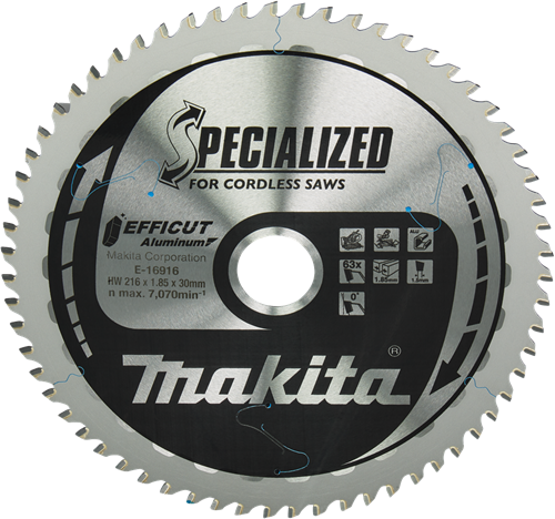 Makita accessoires afkortzaagblad aluminium | efficut 216x30mm 63t 0g - e-16916 - e-16916