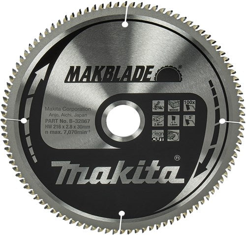 Makita accessoires afkortzaagblad hout 216x30x2,1 100t - b-32867