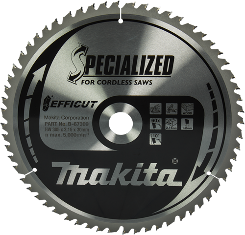 Makita accessoires afkortzaagblad hout | efficut 305x30x2,15 60t 10g - b-67309 b-67309
