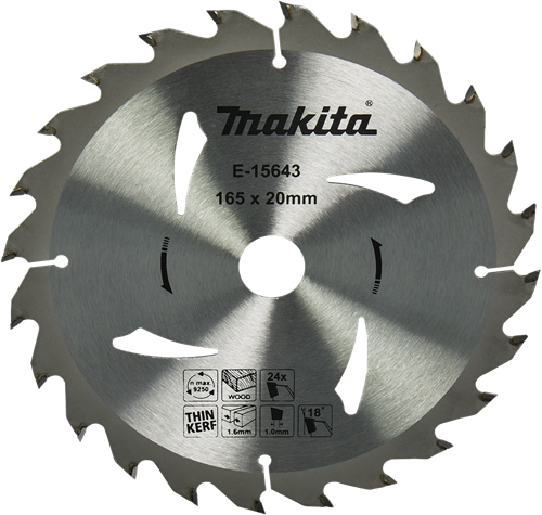 Makita accessoires cirkelzaagblad hout | 165x20x1,6 24t 18g - e-15643 - e-15643
