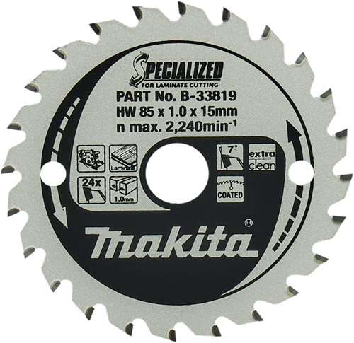 Makita accessoires cirkelzaagblad laminaat | specialized 85x15x1,0 24t 7g - b-33819 b-33819