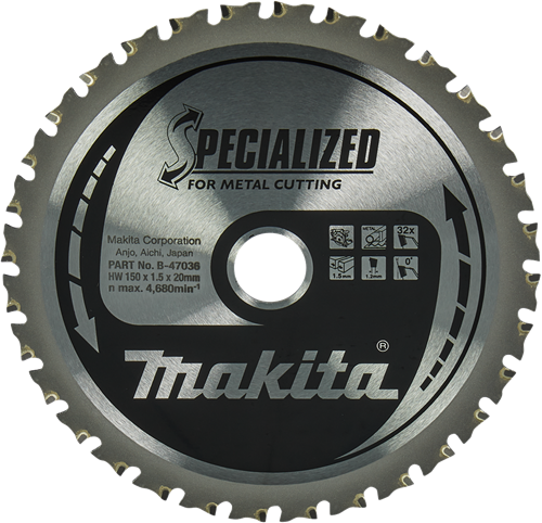 Makita accessoires cirkelzaagblad staal | specialized 150x20x1,5 32t 0g - b-47036 b-47036