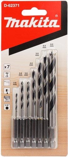 Makita accessoires d-62371 houtspiraalborenset 7-delig 1 4'' - d-62371