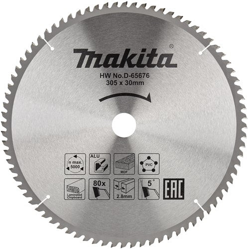 Makita accessoires d-65676 afkortzaagblad | div. materialen | 305x30x2,8 | 80t | 5g - d-65676