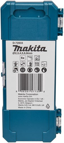 Makita accessoires d-72833 | metaalborenset | 6-delig hss-tin - d-72833
