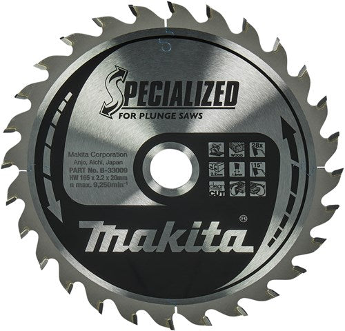 Makita accessoires invalcirkelzaagblad | hout | 165x20x2,2 28t 23g - b-33009