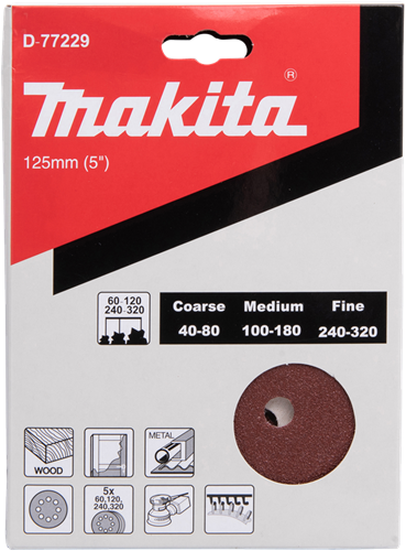 Makita accessoires schuurschijf 125mm red velcro - d-77229 - d-77229