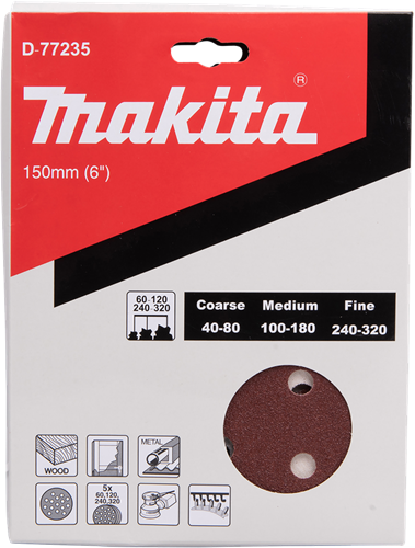 Makita accessoires schuurschijf 150mm red velcro - d-77235 d-77235