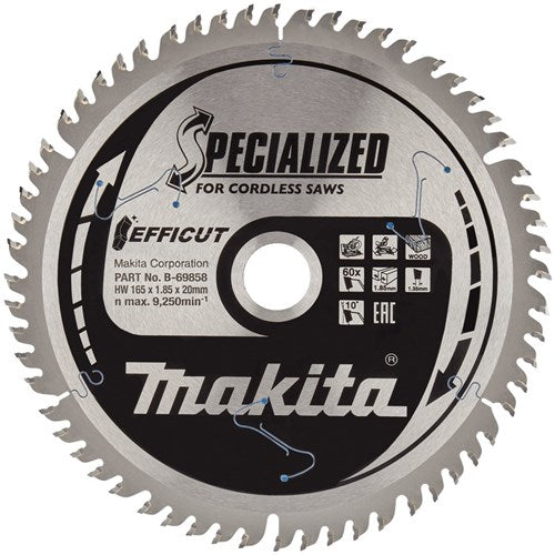 Makita accessoires afkortzaagblad | hout | efficut | 165x20x1,85 60t - b-69864