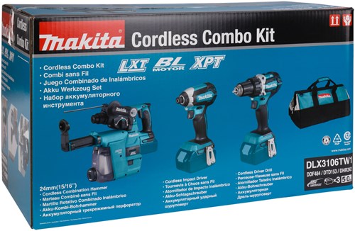 Makita dlx3106tw1 | combiset met ddf484, dtd153z en dhr242 | 18v - dlx3106tw1