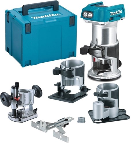 Makita drt50rtjx3 accu freesmachine 18v li-ion | met 2x 18v accu's