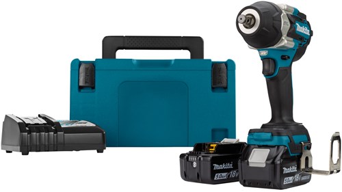 Makita dtw700rtj 18 v slagmoersleutel 1 2 700nm met frictiering en gat voor borgpen | 5,0 ah accu (2 st), snellader, mbox
