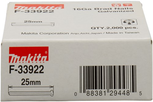 Makita accessoires brad lengte 25mm uitvoering gegalvaniseerd draaddikte 1,61mm - f-33922