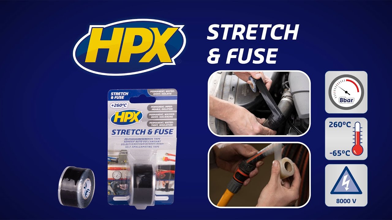 Hpx producten stretchfuse reparatietape silicone transparant 25mm x180m