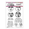 Ranger ink ranger • dina wakley media cling stamps vintage moon faces