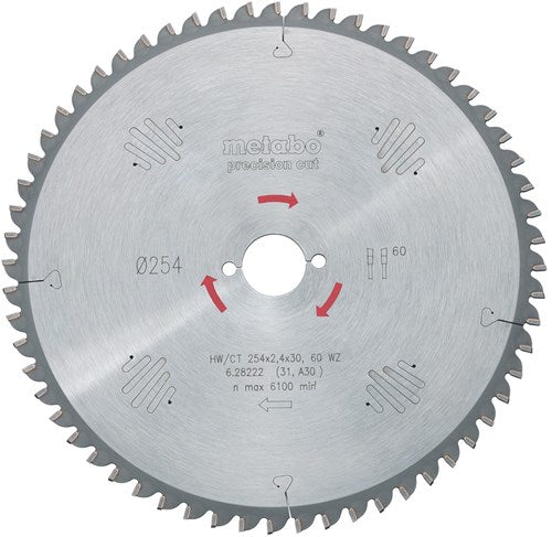 Metabo accessoires cirkelzaagblad hw ct ø 254x30, 48 wz - 628221000