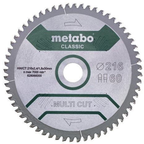 Metabo accessoires cirkelzaagblad | multi cut classic | 216x30mm | z60 fz tz 5° neg b - 628655000