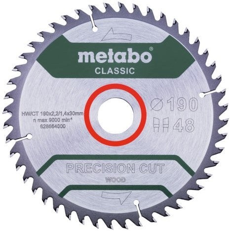 Metabo accessoires cirkelzaagblad | precision wood classic | 190x30mm | z48 wz 15° b - 628664000