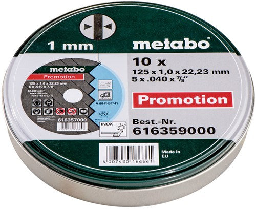 Metabo accessoires doorslijpschijven in blik (10 st.) | ø 125x1,0x22,23 - 616359000