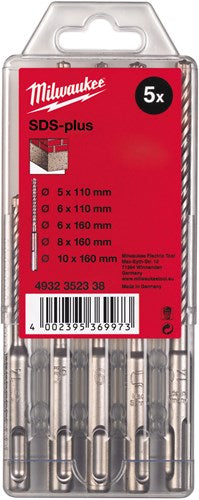 Milwaukee accessoires set sds-plus hamerboren in kunststof cassette (5-delig) new ms2 - 4932352338