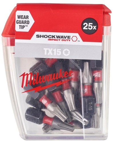 Milwaukee accessoires shockwave gen ii tx15 25mm 25stuks - 4932430873