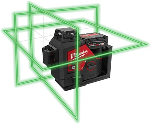 Milwaukee m12 3pl-401c kruislijnlaser | met 3 groene 360° laser cirkels | 12v | 4.0ah | li-ion - 4933478102
