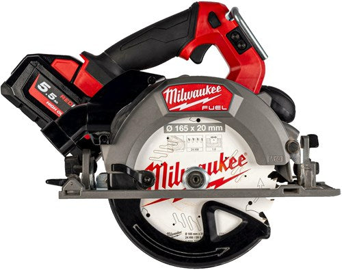 Milwaukee m18 fcsdc165-552c | fuel accu cirkelzaag 18v 165mm in transportkoffer (2x 5.5ah accu + m12-18 fc lader) - 4933499997