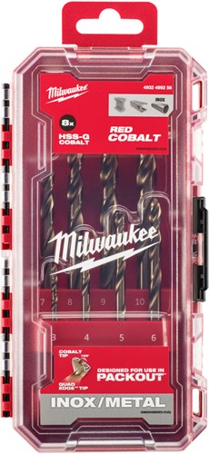 Milwaukee accessoires milwaukee metaalboren set | red cobalt | hss-ground | din 338 | cobalt | 8-delig - 4932499256
