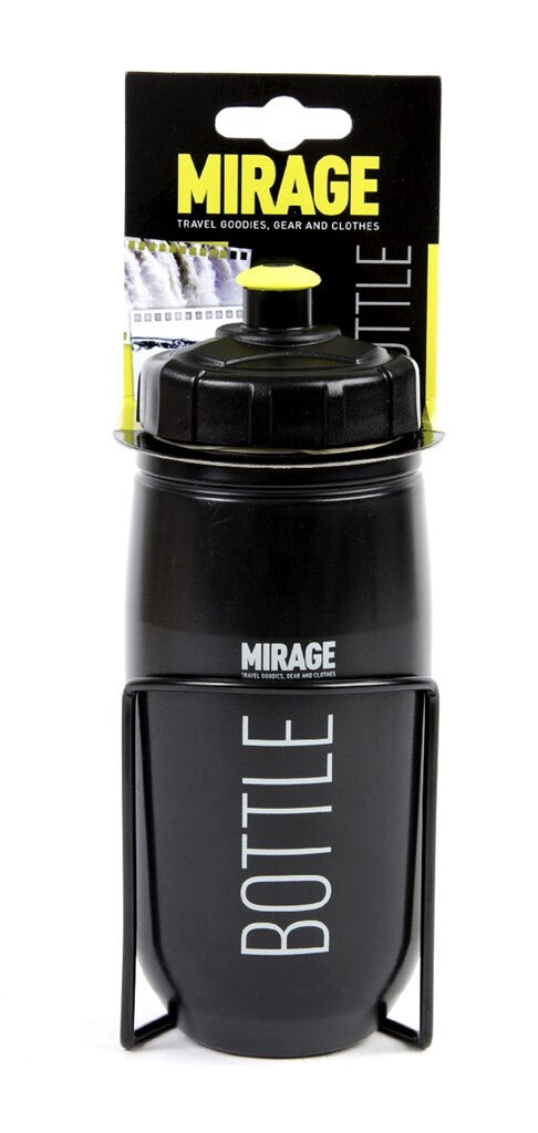 Mirage Wasserflasche 600 ml mit Halter, Schwarz