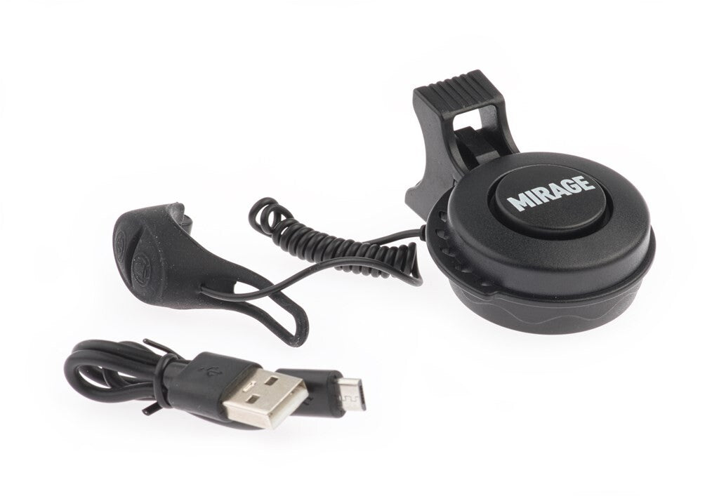 Mirage E-Bike-Hupe, schwarz, 80–90 dB, USB-aufladbar