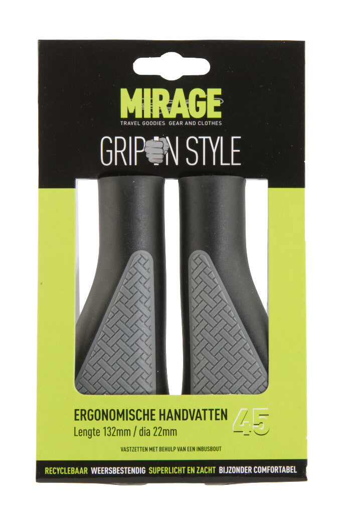 Mirage Fiets Handvatten - Ergonomisch, Zwart Grijs, 132mm