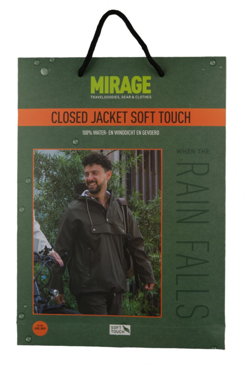 Mirage Regenmantel, geschlossene Regenjacke – Größe S – Material: Polyester Soft Touch – Earl Grey