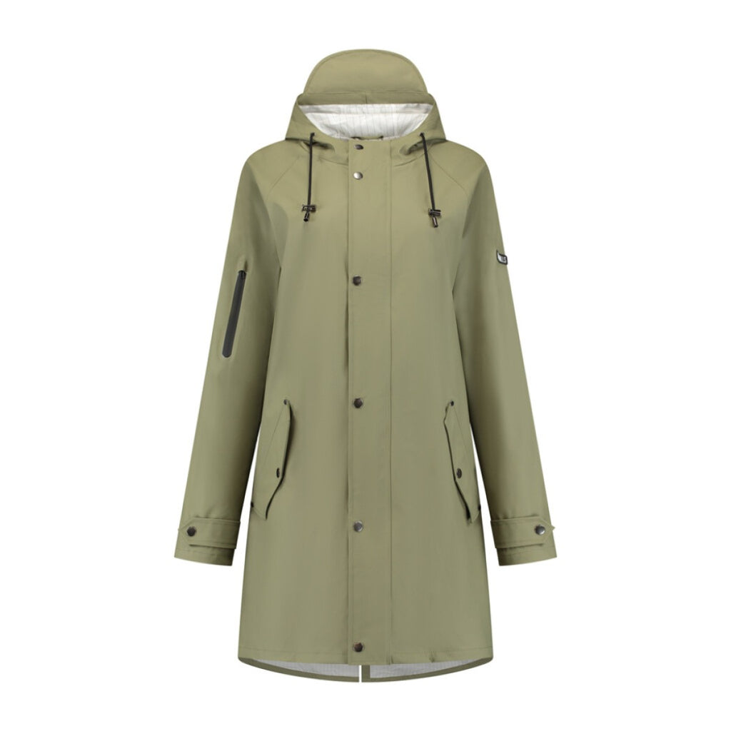 Mirage Regenmantel/Trenchcoat – Größe L – Aus weichem Polyester – Olivgrün