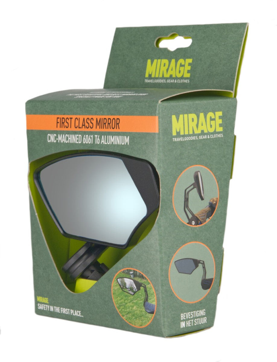 Mirage-Spiegel links, erstklassiges, dimmbares Glas – Lenkerendenmontage – schwarz