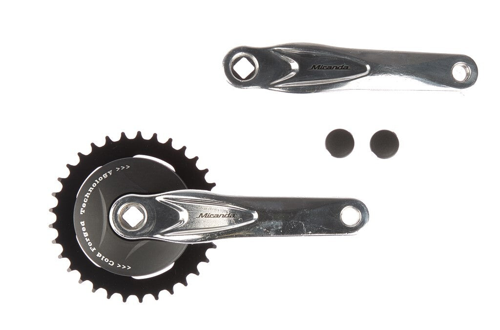 Miranda  alfa 1 crankstel 33t 3 32“+disc 9.2cm zw, crank zilv