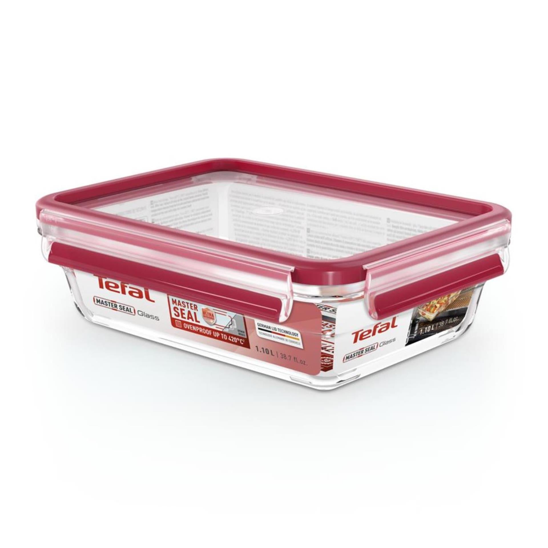 Tefal masterseal glass 1,1l rechthoekig