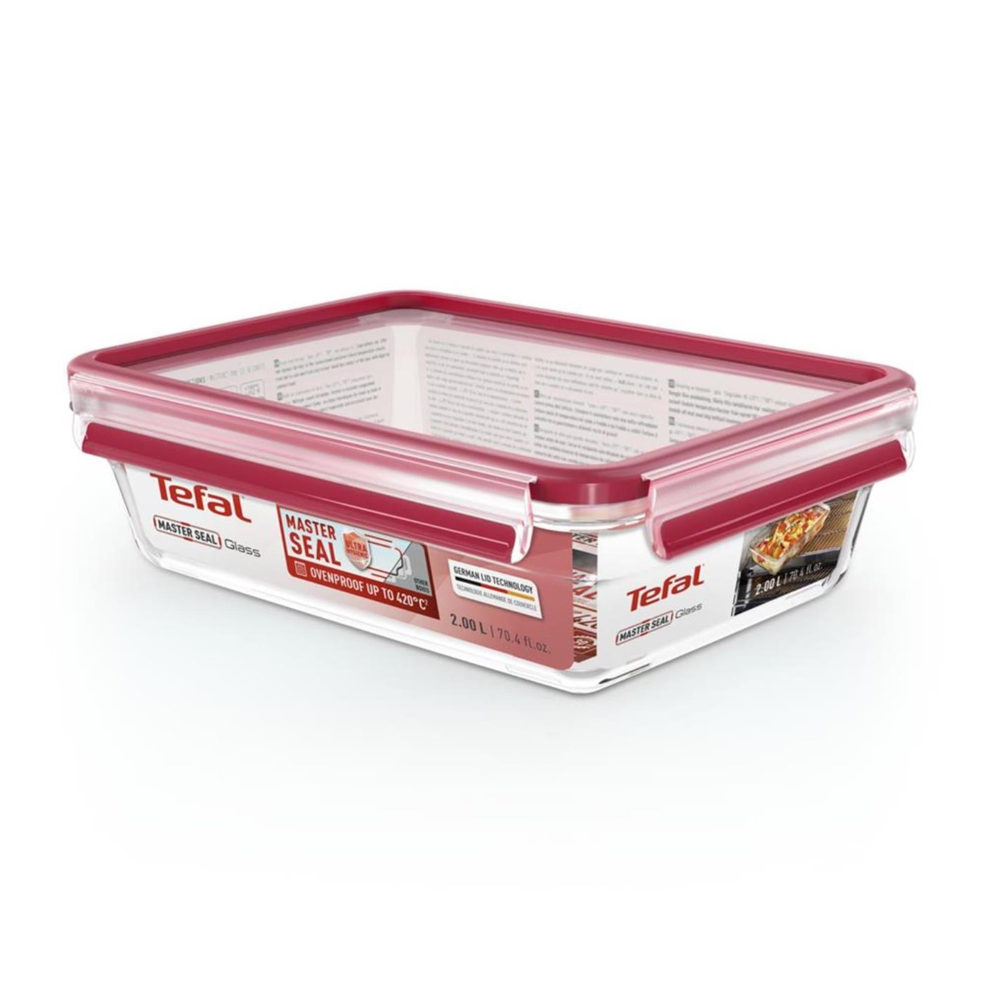 Tefal masterseal glass 2 l rechthoekig