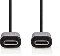 Nedis usb-kabel | usb 3.2 gen 1 | usb-c male | usb-c male | 60 w | 4k@60hz | 5 gbps | vernikkeld | 3.00 m | rond | pvc | zwart | doos - ccgb64700bk30
