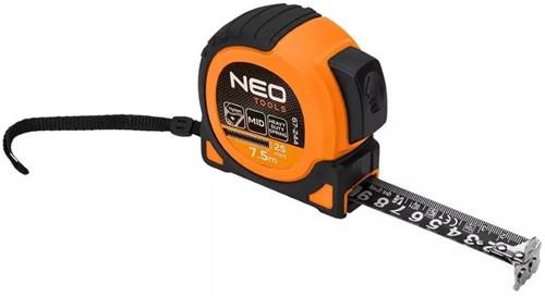 Neo | rolmaat meetband | rubber | zwart | 7,5 meter - 25 mm - 6453144
