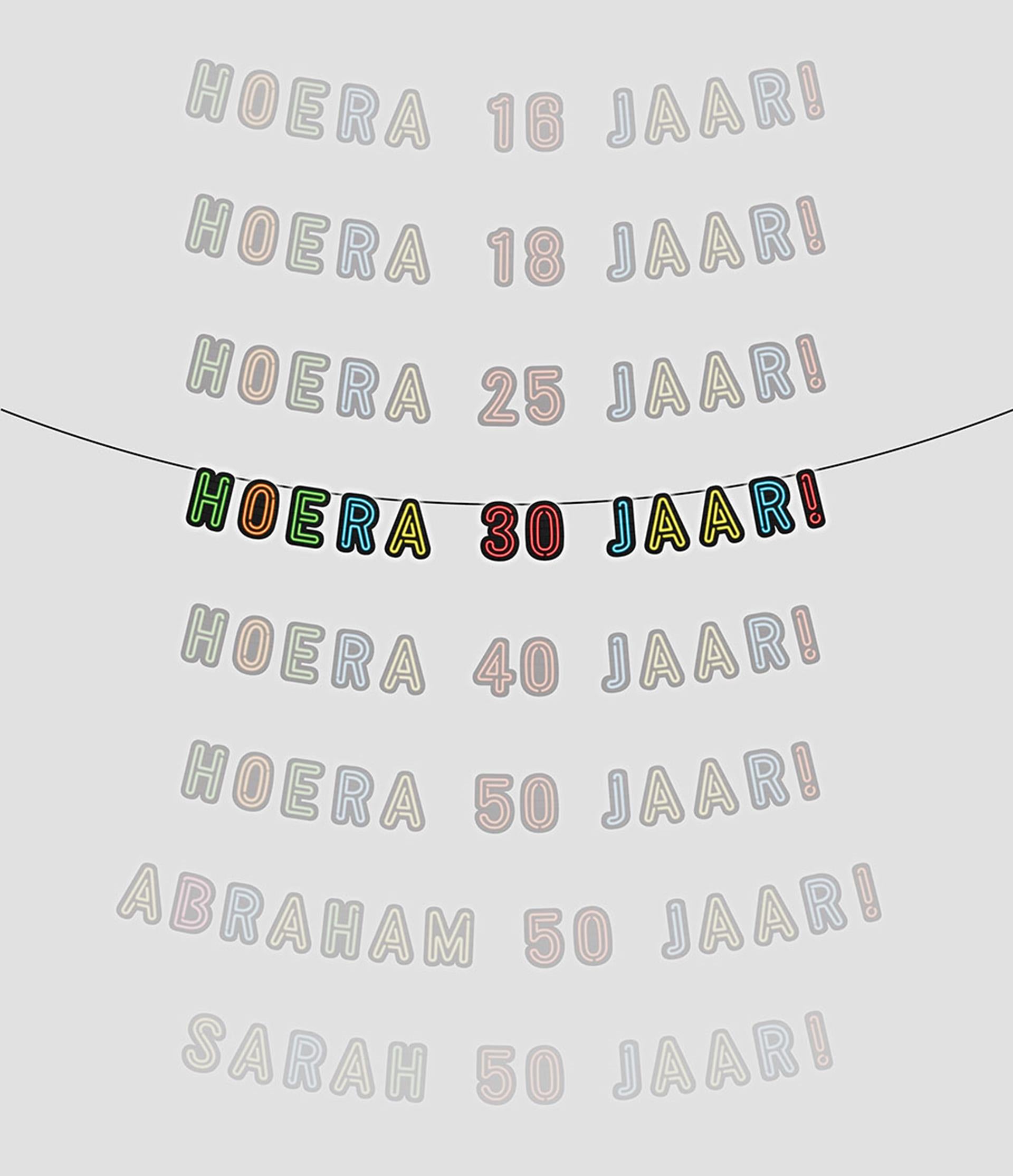 Paperdreams neon slinger hoera 30 jaar!