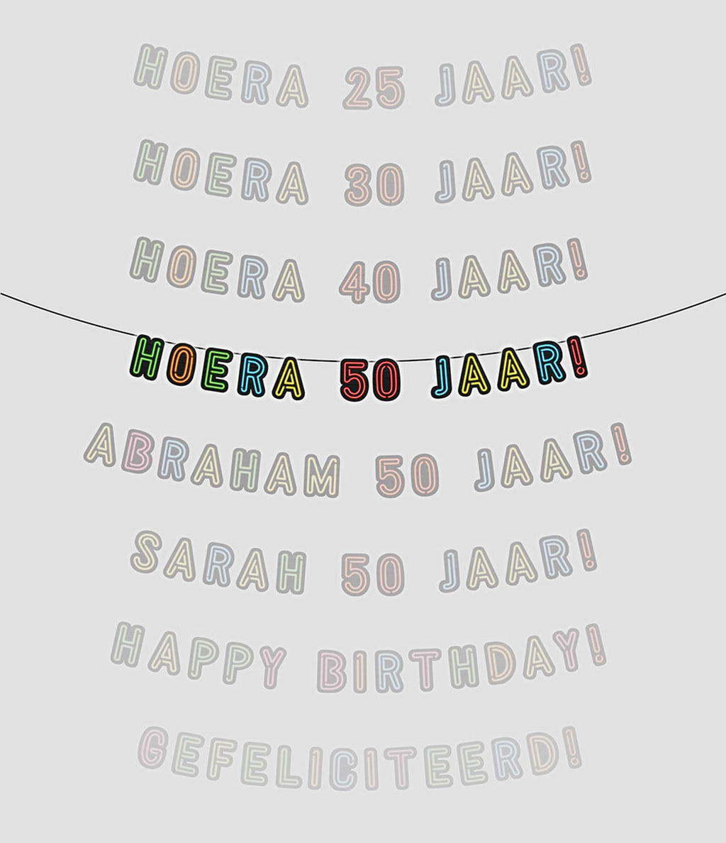 Paperdreams neon slinger hoera 50 jaar!