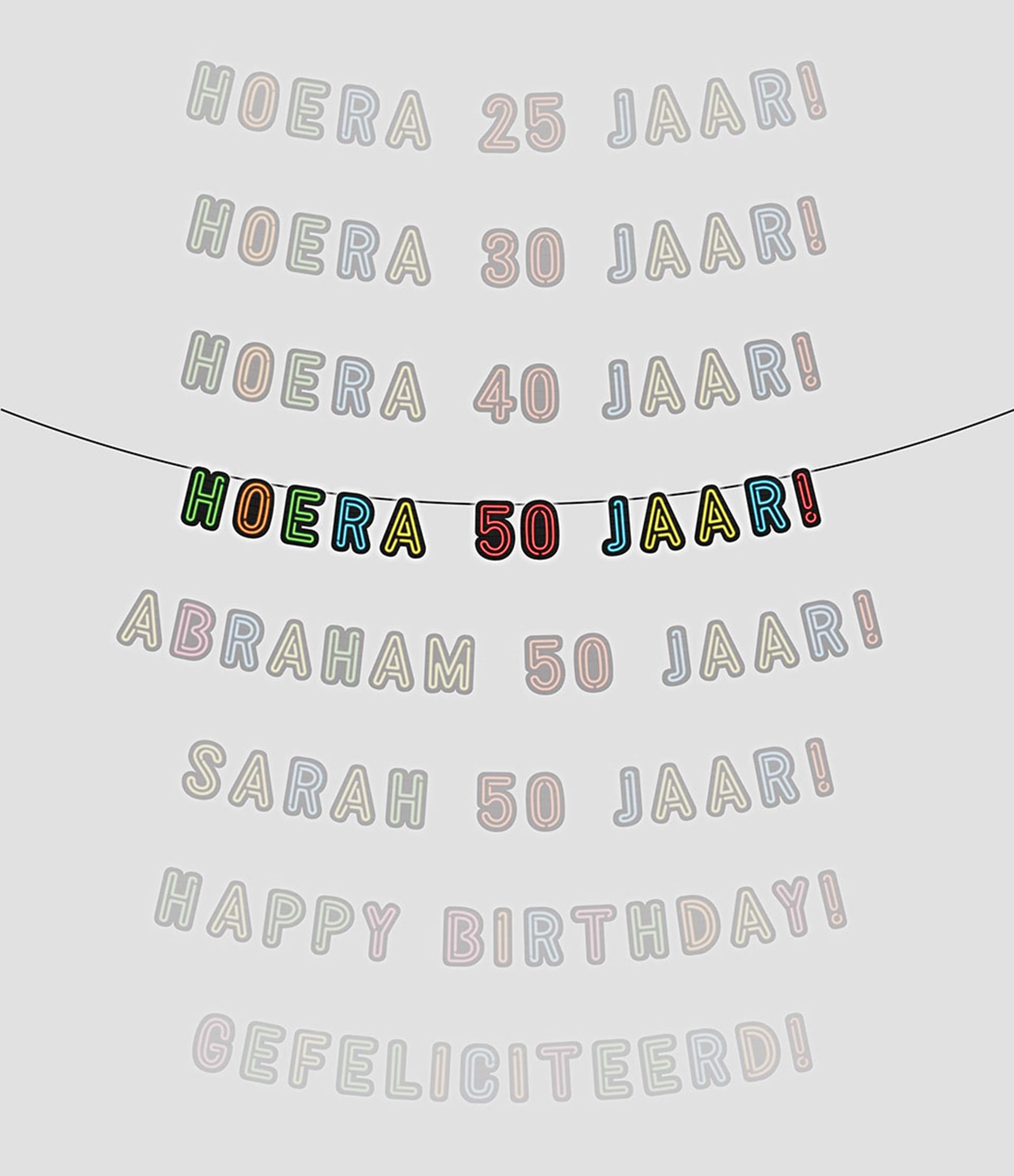Paperdreams neon slinger 5m - hoera 50 jaar!