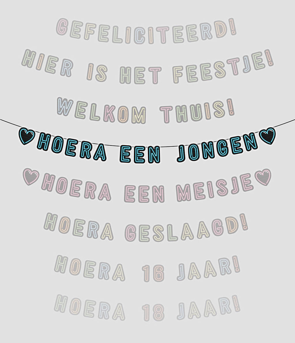 Paperdreams neon slinger 5m - hoera een jongen!