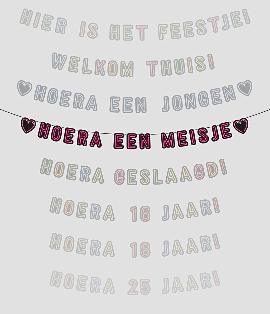 Paperdreams neon slinger 5m - hoera een meisje!